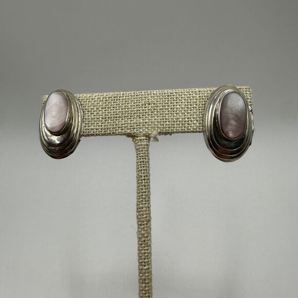 Mother of Pearl and Stamped Sterling silver post/ stud earrings! - Picture 3 of 15